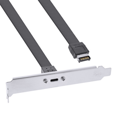 InLine® PCI Slotblende mit USB-C Buchse, USB-C zu USB 3.2 Frontpanel Key-A intern, 0,3m (Produktbild 1)