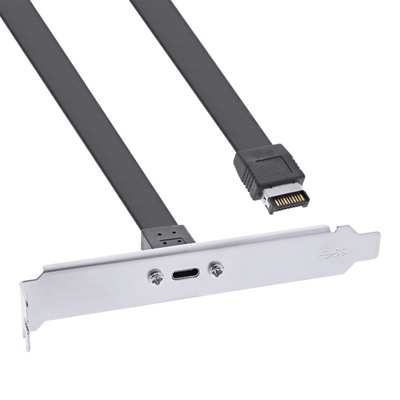 InLine® PCI Slotblende mit USB-C Buchse, USB-C zu USB 3.2 Frontpanel Key-A intern, 0,5m (Produktbild 1)