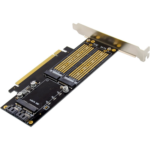 InLine® PCIe Karte x16 zu 2x M.2, 1x mSATA