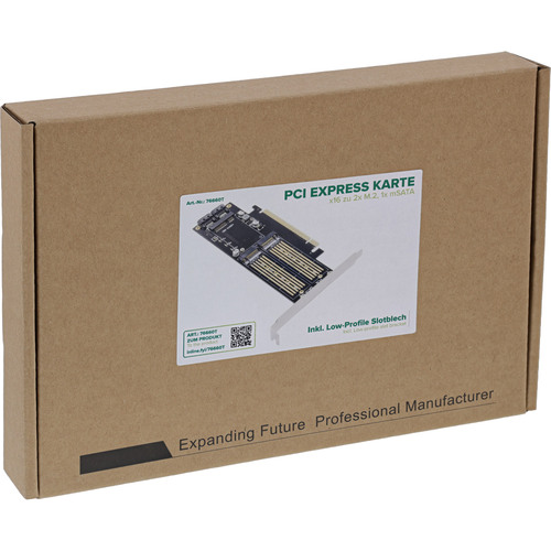 InLine® PCIe Karte x16 zu 2x M.2, 1x mSATA