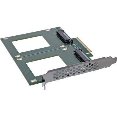 InLine® PCIe Karte zu 2x intern U.2 NVMe SFF-8639 – Bifurcation, PCIe x8, breit (Produktbild 1)
