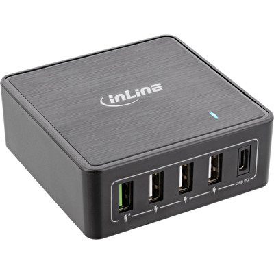 InLine® PD + QC 3.0 USB Netzteil, Ladegerät, 4x USB A + USB-C, 60W (Produktbild 1)