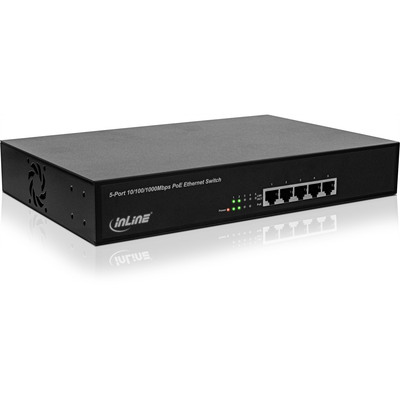 InLine PoE+ Gigabit Netzwerk Switch 5 Port (4x PoE+), 1GBit/s, 11 (19 Winkel enthalten), Metall, lüfterlos InLine PoE+ Gigabit Netzwerk Switch 5 Port (4x PoE+), 1GBit/s, 11 (19 Winkel enthalten), Metall, lüfterlos