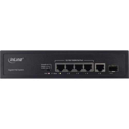 InLine® PoE+ Gigabit Netzwerk Switch 5 Port (4x PoE+), 1xSFP, 1Gb/s, Desktop