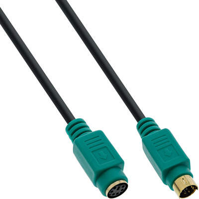 InLine PS/2 Verlängerung, Stecker / Buchse, PC99, Kabel schwarz, Stecker grün, Kontakte gold, 3m