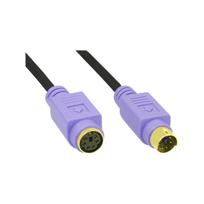 InLine® PS/2 Verlängerung, Stecker / Buchse, PC99, Kabel schwarz, Stecker violett, Kontakte gold, 2m