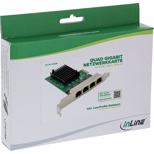 InLine® Quad Gigabit Netzwerkkarte, 4x RJ45 1 Gb/s, PCIe x1