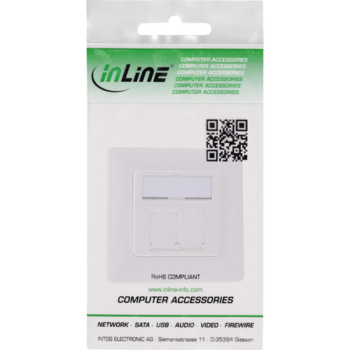 InLine® Rahmenset für 2x RJ45 Bu/LSA Einsatz, Keystone SNAP-In, weiß RAL9010