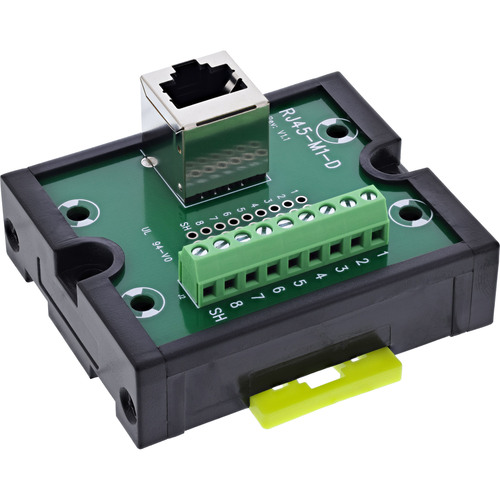 InLine® RJ45 Breakout-Buchse an 9pol Schraubklemme, Hutschiene, geschirmt Adapter