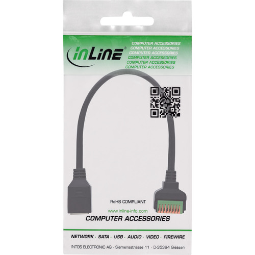 InLine® RJ45 Buchse an Push-In-Klemme, 8pol, Cat.5e, 15cm Kabel