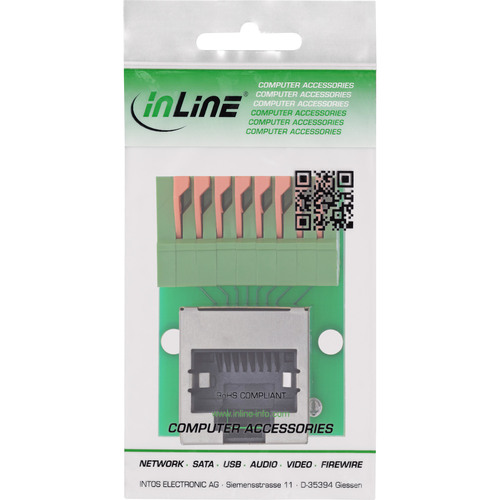 InLine® RJ45 Buchse an Push-In-Klemme, 8pol, Cat.5e, gewinkelt