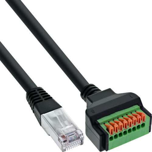 InLine® RJ45 Stecker an Push-In-Klemme, 8pol, Cat.5e, 15cm Kabel Adapter