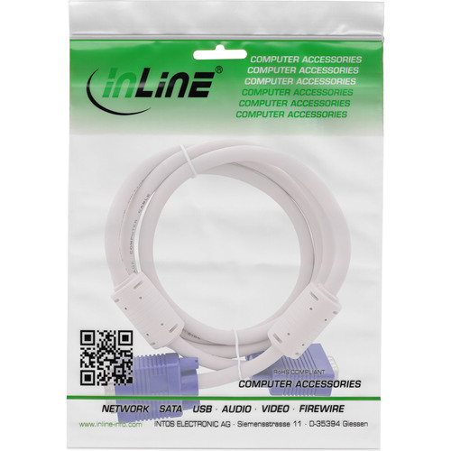 InLine® S-VGA Kabel, 15pol HD Stecker / Stecker, grau, 0,3m