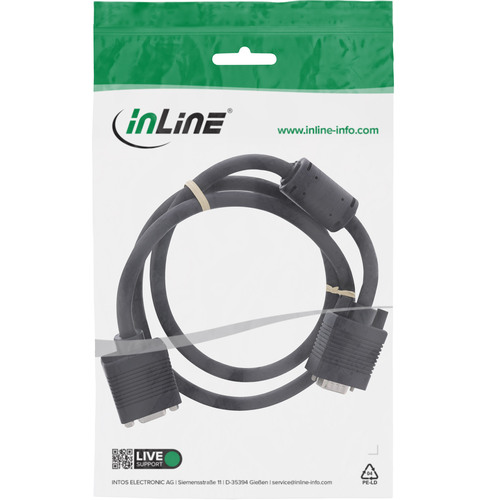 InLine® S-VGA Verlängerung, HD15 Stecker/Buchse, schwarz, 1 m