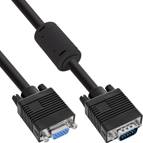 InLine® S-VGA Verlängerung, HD15 Stecker/Buchse, schwarz, 2 m Audio- / Videokabel diverse