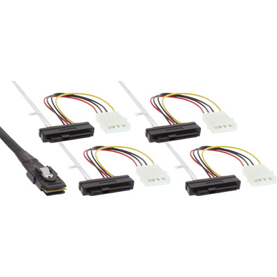 InLine® SAS Anschlusskabel, Mini-SAS SFF-8087 an 4x SAS + Strom, 0,75m (Produktbild 1)