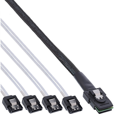 InLine® SAS Anschlusskabel, Mini-SAS SFF-8087 an 4x SATA, 1:1, OCR, 0,5m (Produktbild 1)