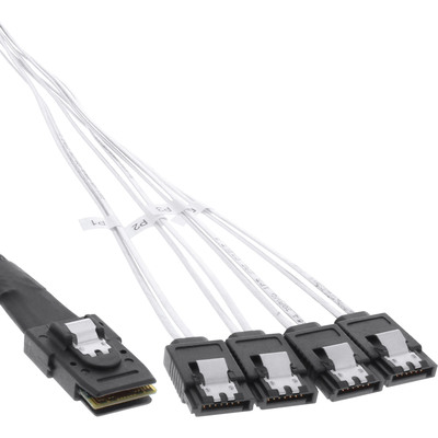 InLine® SAS Anschlusskabel, Mini-SAS SFF-8087 an 4x SATA, 1:1, OCR, 1m