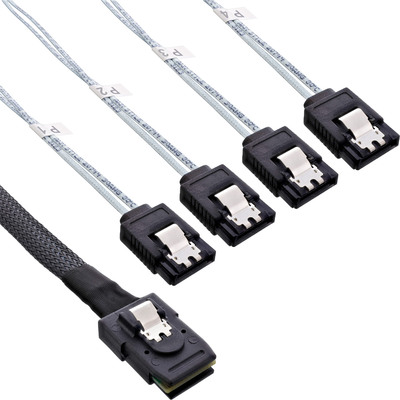 InLine SAS Anschlusskabel, Mini SAS SFF8087 an 4x SATA, Crossover, OCF, 0,75m InLine SAS Anschlusskabel, Mini SAS SFF8087 an 4x SATA, Crossover, OCF, 0,75m