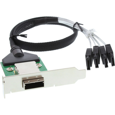 InLine SAS low profile Slotblech PCI mit Kabel, ext. SFF-8088 auf int. 4x SATA, 0,5m InLine SAS low profile Slotblech PCI mit Kabel, ext. SFF-8088 auf int. 4x SATA, 0,5m