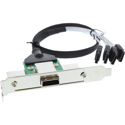 InLine SAS Slotblech PCI + 50p Centr., mit Kabel, ext. SFF-8088 auf int. 4x SATA, 0,5m