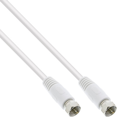 InLine® SAT-Anschlusskabel, 2x geschirmt, 2x F-Stecker, >75dB, weiß, 10m