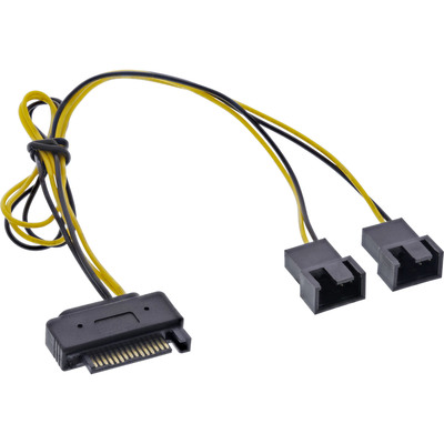 InLine SATA Strom-Y-Kabel, SATA Buchse an 2x Lüfter (2pol) Stecker, 0,3m