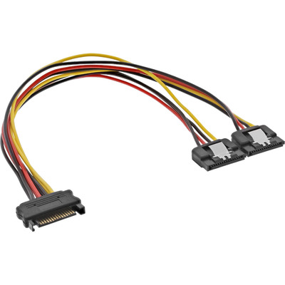 InLine® SATA Strom-Y-Kabel, SATA Buchse an 2x SATA Stecker mit Sicherheitslasche, 0,3m (Produktbild 1)