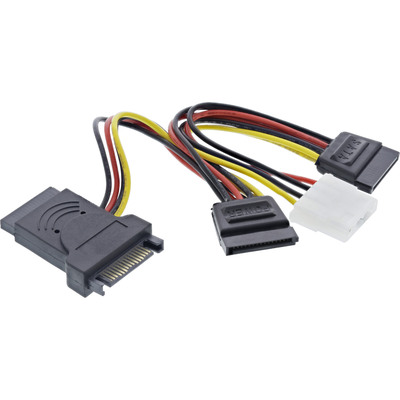 InLine® SATA Stromadapterkabel, SATA ST / BU, an 2x SATA Stecker + 5,25 Stecker (Produktbild 1)
