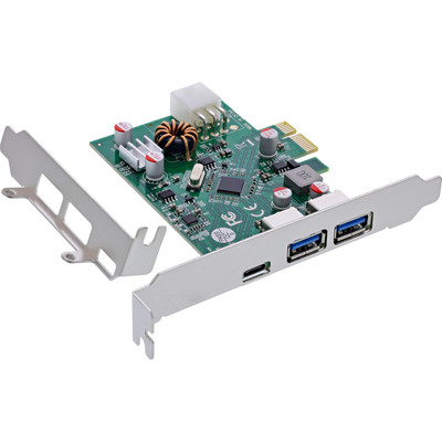 InLine® Schnittstellenkarte, 2x USB-A, 1x USB-C 3.2 Gen.1, PCIe, PD3.0, mit 6pol (Produktbild 1)