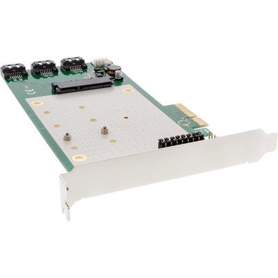 InLine Schnittstellenkarte, 3x + 1x SATA 6Gb/s, RAID 0,1,10 JBOD, mit 2x M.2 (NGFF), PCIe 2.0 (PCI-Express) InLine Schnittstellenkarte, 3x + 1x SATA 6Gb/s, RAID 0,1,10 JBOD, mit 2x M.2 (NGFF), PCIe 2.0 (PCI-Express)