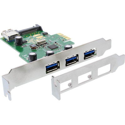 InLine Schnittstellenkarte, 3x+1x USB 3.0, PCIe, mit SATA Stromanschluss, inkl. Low-Profile Slotblech InLine Schnittstellenkarte, 3x+1x USB 3.0, PCIe, mit SATA Stromanschluss, inkl. Low-Profile Slotblech