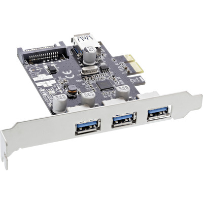 InLine® Schnittstellenkarte, 3x+1x USB 3.0, PCIe, mit SATA Stromanschluss, inkl. Low-Profile Slotblech (Produktbild 1)