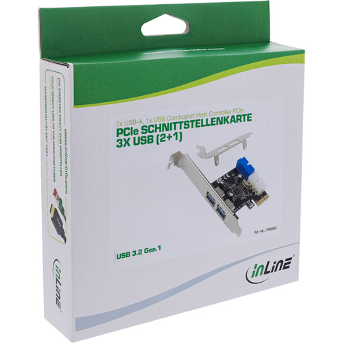 InLine® Schnittstellenkarte, 4x USB 3.2 Gen.1 (2+2), PCIe, Low Profile, VL805