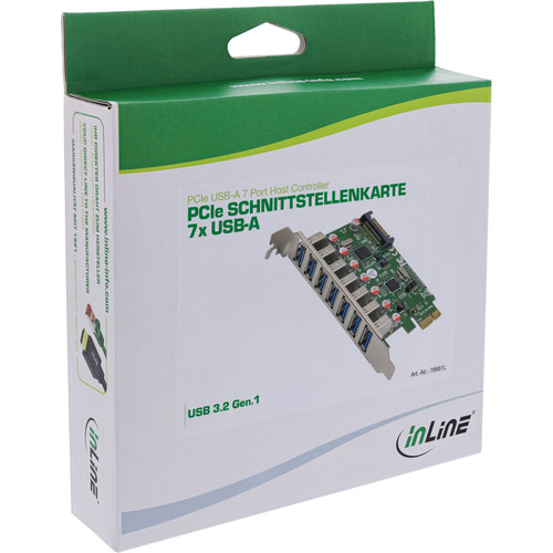 InLine® Schnittstellenkarte, 7x USB-A 3.2 Gen.1, PCIe, SATA Strom, VL805