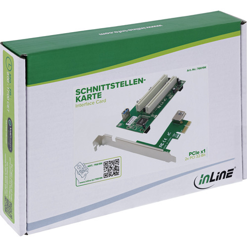 InLine® Schnittstellenkarte, PCIe x1 zu 2x PCI 32-Bit, inkl. 60 cm Kabel