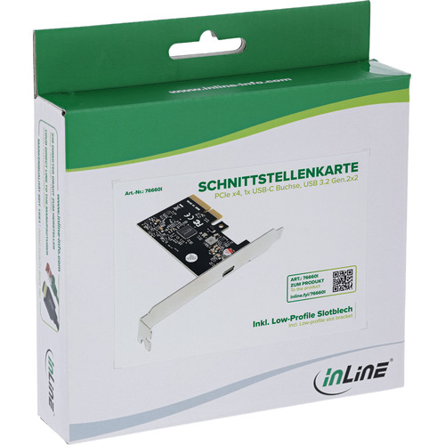 InLine® Schnittstellenkarte, PCIe x4, 1x USB-C Buchse, USB 3.2 Gen.2x2