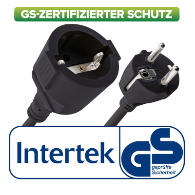 InLine® Schutzkontakt-Verlängerung ST / BU, schwarz, 2m