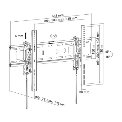 InLine® Schwerlast-TV-Wandhalterung, neigbar, für Flach-TV (37-80), max. 75kg
