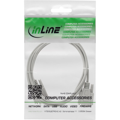 InLine® Serielle Verlängerung, 9pol Stecker / Buchse, vergossen, 1:1 belegt, 2m