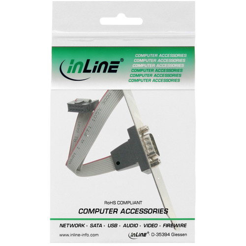 InLine® Serielles Slotblech, 9pol Stecker an 10pol Buchsenleiste, 1:1, 0,25m