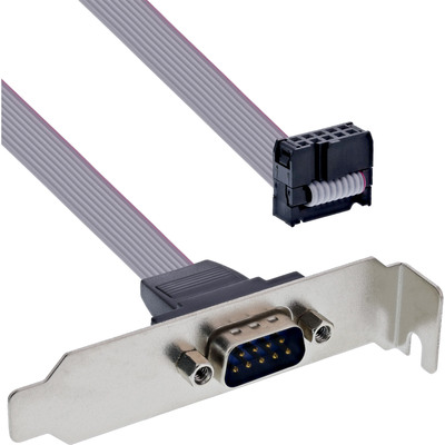 InLine Serielles Slotblech, Low-profile, 9-pol Stecker an 10-pol Buchsenleiste, 1:1 0,6m