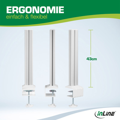 InLine® Slatwall Befestigungssäulen Aluminium, für Tischhalterung Panel, 2er Set