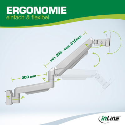 InLine® Slatwall Lifter Monitorhalterung, silber