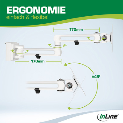 InLine® Slatwall Monitorhalterung lang, weiß