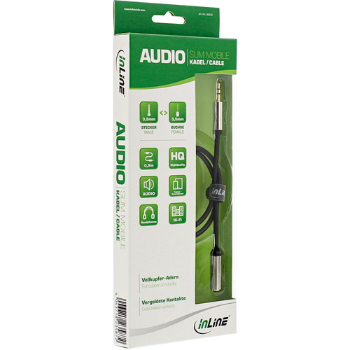 InLine® Slim Audio Kabel Klinke 3,5 mm ST/BU, Stereo, 10 m