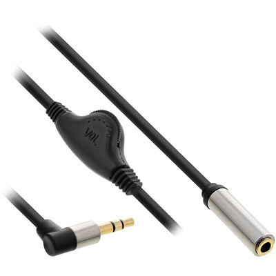 InLine® Slim Audio Kabel Klinke 3,5mm ST gewinkelt / BU, mit Lautstärkeregler, 0,25m (Produktbild 1)