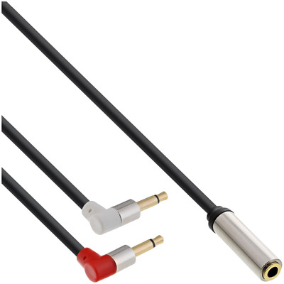 InLine® Slim Audio Kopfh. Flugz.-Adapterkab., 2x3,5mm ST / 3,5mm BU 3pol., 0,15m (Produktbild 1)