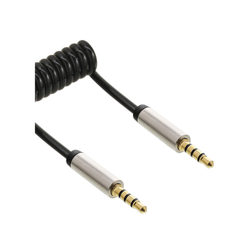 InLine® Slim Audio Spiralkabel Klinke 3,5mm ST/ST, 4pol, Stereo, 0,5m