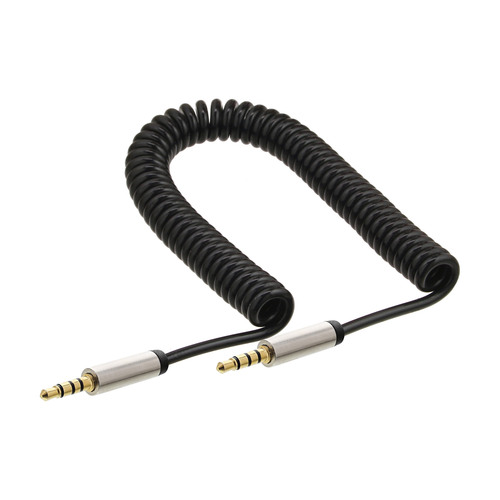 InLine® Slim Audio Spiralkabel Klinke 3,5mm ST/ST, 4pol, Stereo, 2m